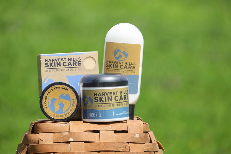 Unscented goat milk soap, lotion, moisturizer and face cream