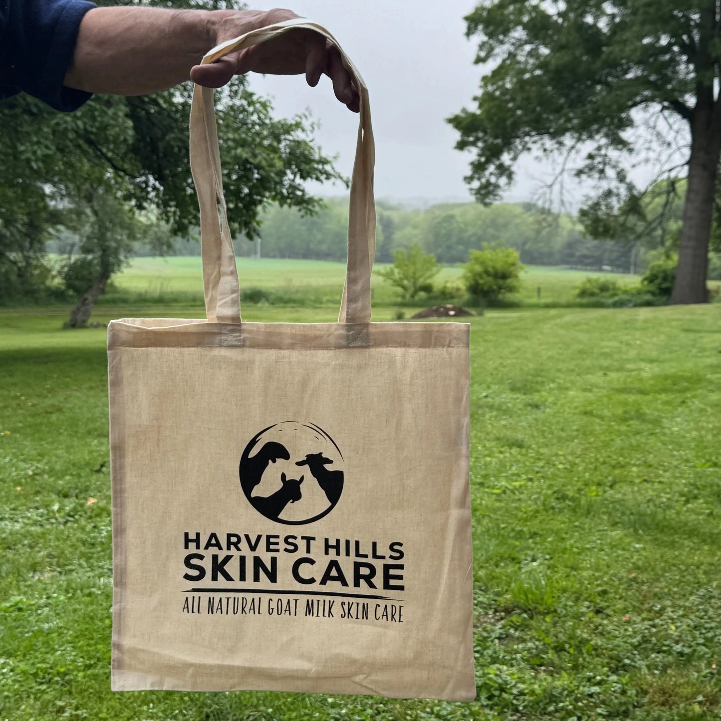 Harvest Hills Skin Care natural muslin tote bag