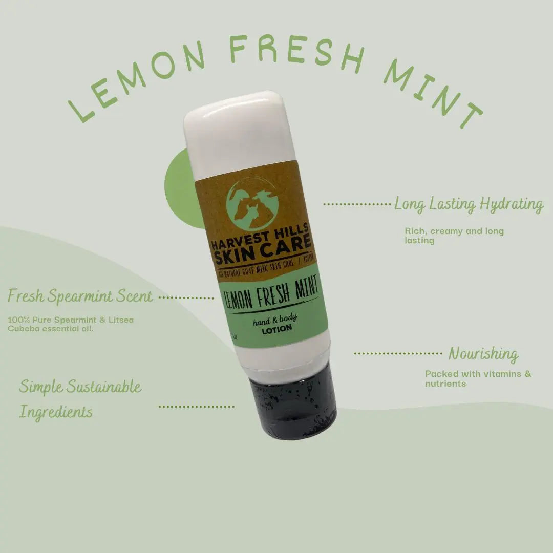 Lemon Fresh Mint Lotion Harvest Hills Skin Care All Natural Goat Milk Skin Care