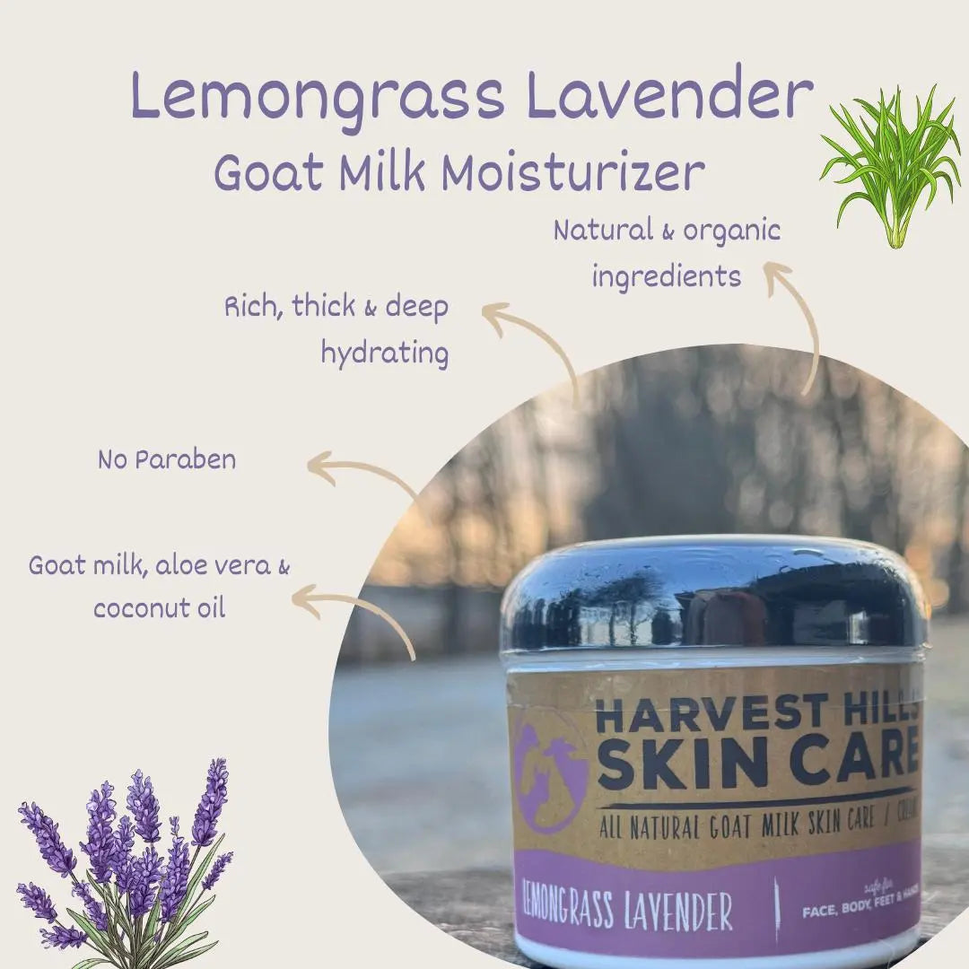 Lemongrass Lavender Moisturizer - Refill available Harvest Hills Skin Care All Natural Goat Milk Skin Care