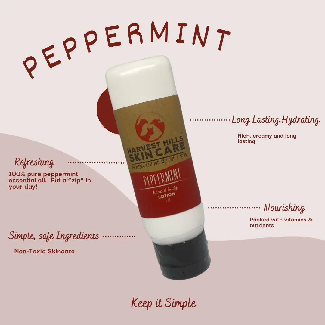 Peppermint lotion Harvest Hills Skin Care