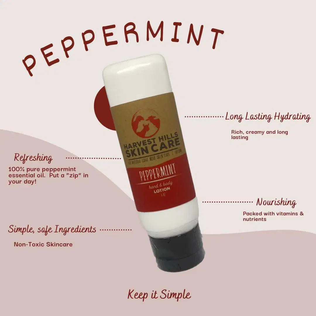 Peppermint lotion Harvest Hills Skin Care