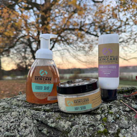 Ultimate Hand Care trio, 100% natural liquid goat milk soap, 100% natural sugar scrub, Natural goat milk lotion