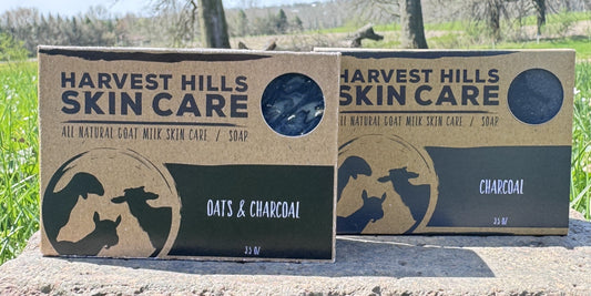 harvest hills charcoal goat milk soap, oats and charcoal goat milk soap