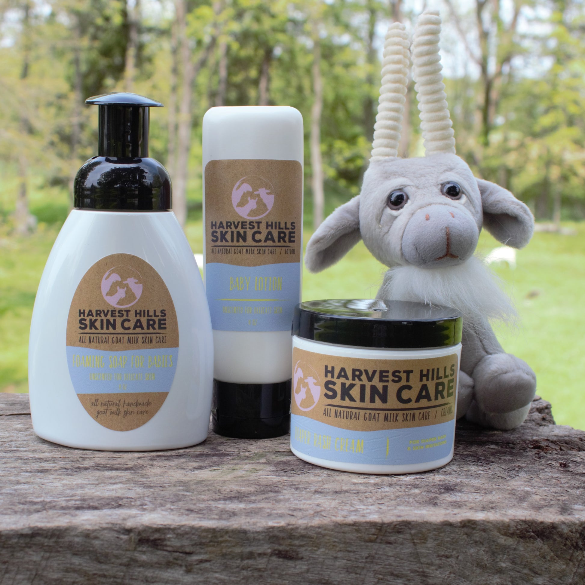 Goat milk soap, lotion and diaper rash cream for babies