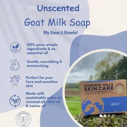 Unscented Face & Body Soap Harvest Hills Skin Care All Natural Goat Milk Skin Care