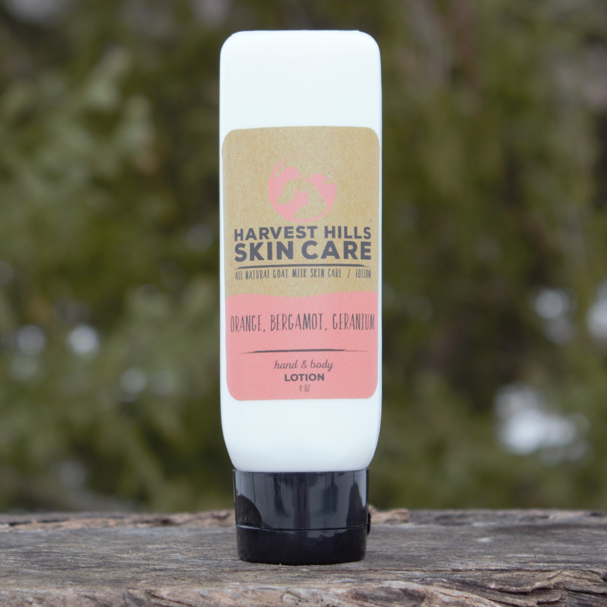Harvest Hills goat milk lotion in a tube - Orange, bergamot, geranium
