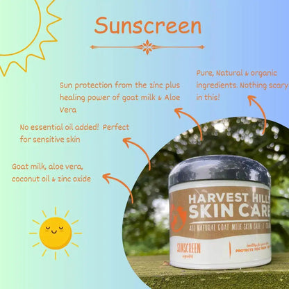 Sunscreen - all natural- also great for rashes, poison ivy Harvest Hills Skin Care All Natural Goat Milk Skin Care